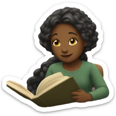 Girls sitting in a library reading a book sticker