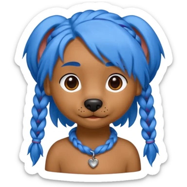 blue haired dog with braids sticker