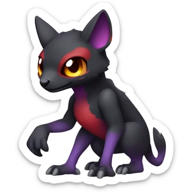 Cute cool dark black red purple animal hybrid Fakemon full body sticker
