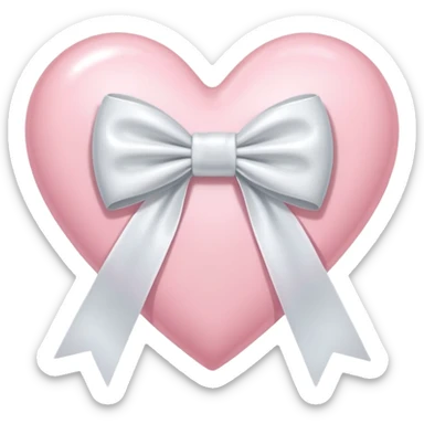 Light pink heart with white ribbon bow sticker