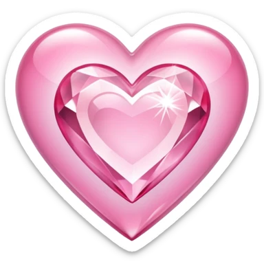 diamond heart with one mini pink heart inside of it  sticker