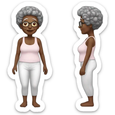 full body shot LGBTQIA black grandma with no cloth sticker