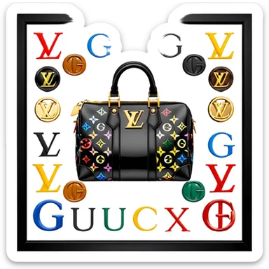 Louis Vuitton and Gucci versus and Fendi and Versace and all of the luxury brands sticker