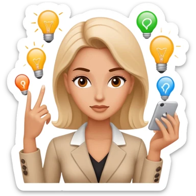 female entrepreneur brainstorm new idaes sticker