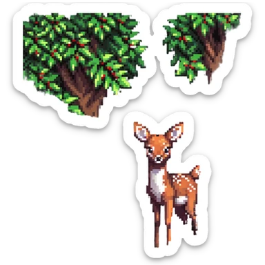 deer peeking from behind a bush sticker
