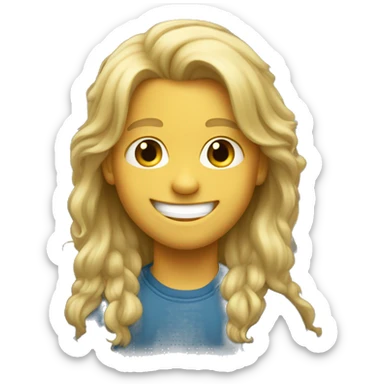 A little long-haired blond boy  smiling  sticker