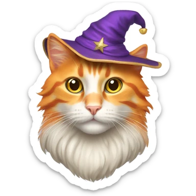 orange cat wizard sticker