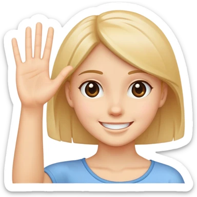 smiling girl palm raised to signal stop sticker