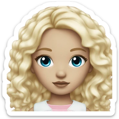 ocean blue doll eyes, blonde hair, feminine, pink, girl, angelic sticker