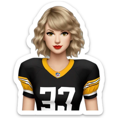 taylor-swift-in-nfl-steelers-jersey sticker