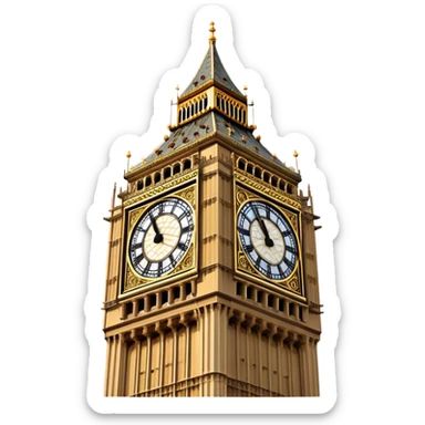 Cinematic Realistic Big Ben Landmark Emoji, showcasing the historic clock tower in exquisite detail rendered with dynamic lighting and rich textures that highlight its timeless grandeur. sticker