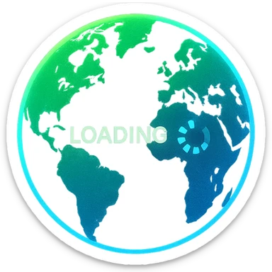 glowing loading icon inside a circle styled like the Earth with green and blue colors, glow effect appears as it loads sticker