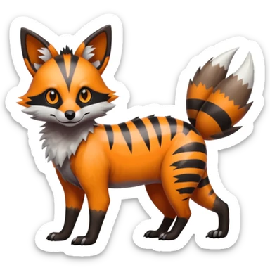 Shiny Neon Glossy Silvally-Aardwolf-Tanuki-Genet-Bobcat-fusion-animal-hybrid-creature, full body sticker