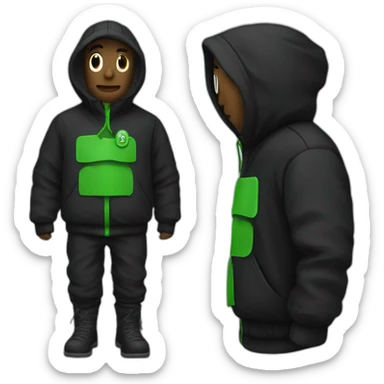 Homme noir qui porte une cagoule avec inscription verte sticker