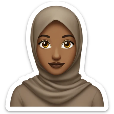 Brown skinned girl wearing a hijab with brown eyes two toned lips dimples and a round face sticker