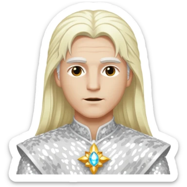 Baldr, God of Light from Gods and Goddesses with long white blonde hair, white sequin outfit sticker