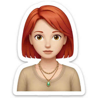lady-in-beige-clothes-,-red-hair,-wearing-necklace sticker