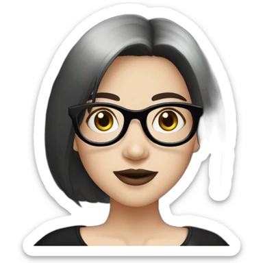Tango-dancing-white-goth-girl-dark-hair-with-glasses-black-tshirt sticker