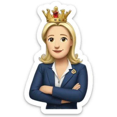 Politician Marine-Le-Pen with a crown sticker
