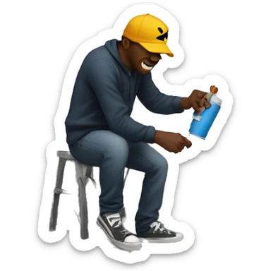 man doing graffiti sticker