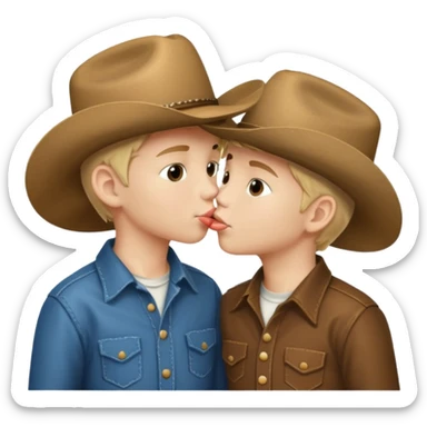 2 boys kissing with cowboy hats sticker