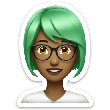 Woman with glasses and green hair  sticker