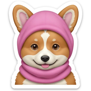 Corgie in Pink balaklava sticker