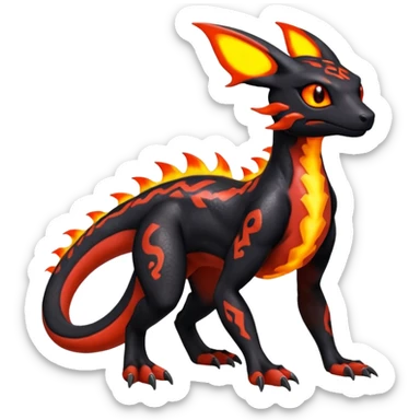 Exotic Volcanic Guilmon-Salandit-Umbreon-Fakémon-hybrid-creature (full body)  sticker