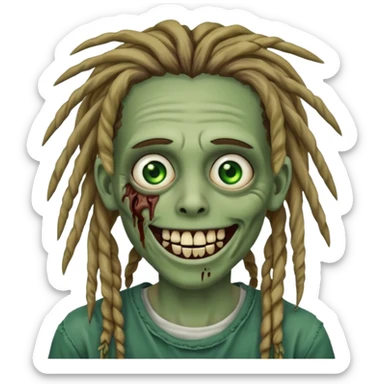 zombie with dreads with braces smiling sticker