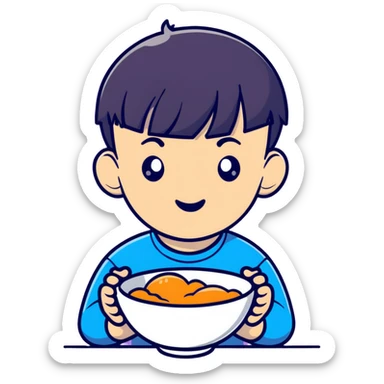 boy with bowl haircut sticker