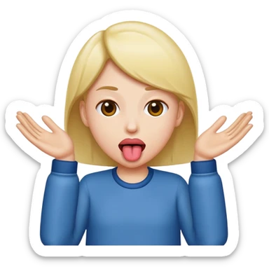 Tongue out with hands to the sides sticker