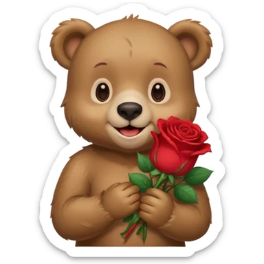 Cute bear with this emoji 🥹  holding roses with this  sticker