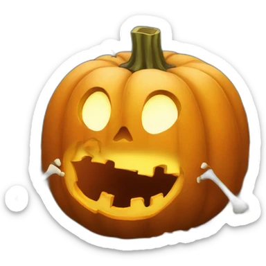 a Halloween pumpkin with skeleton hands takes root sticker