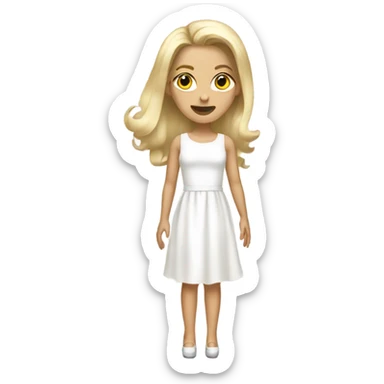 Blonde girl with white dress and heels  sticker