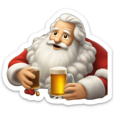 Père Noël qui offre un verre de bière à un enfant comme cadeau sticker