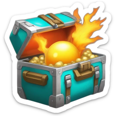 Pokemon Game LootCase Color Cyan Fire Flame Rich Treasure Legendary Epic Pokeballs and Pokemons Inside this have Shiny Glow sticker