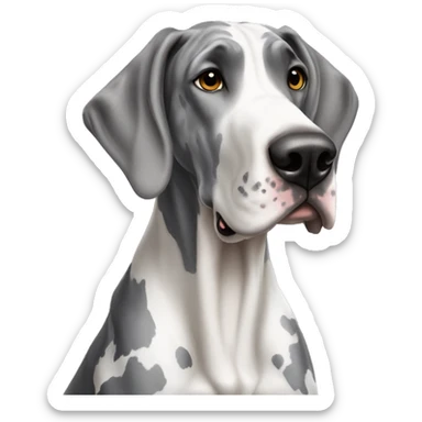 Gray and white harlequin Great Dane  sticker