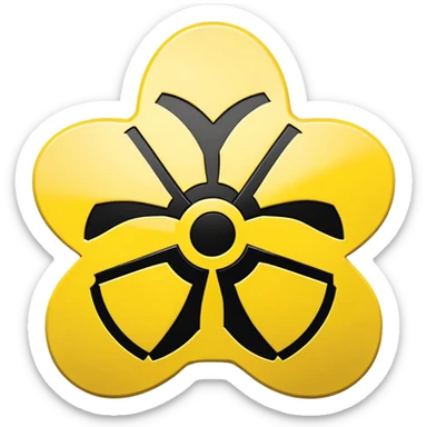 Standard yellow and black trefoil radioactive hazard warning symbol sticker