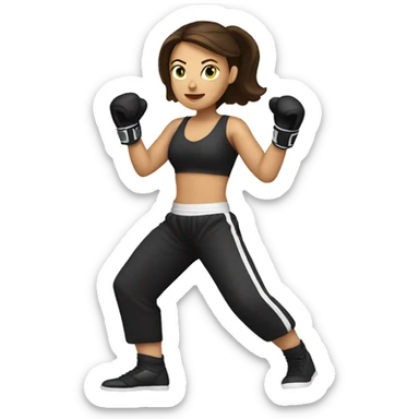 Brunette white Woman kickboxing training sticker