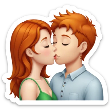 Ginger Girl Kissing a brunette Boy sticker