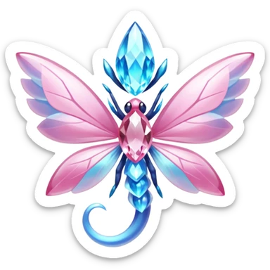 Shiny luminescent translucent diaphanous Diancie-Palkia-Amaura-Aurorus-Salamence-aesthetic-fusion-crystal-fly-decoration-deco-thing-object sticker