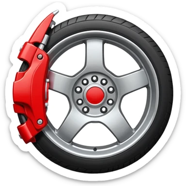 Car wheel emoji with red brake caliper sticker