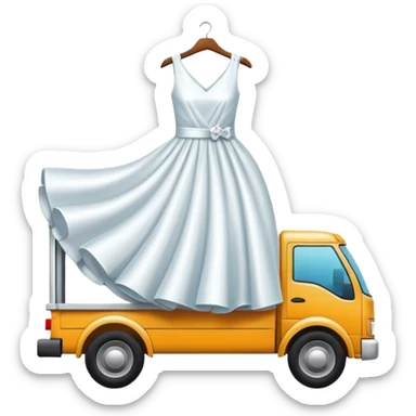 delivery truck carrying a dress, fashion logistics theme sticker
