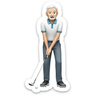 Elderly white male playing golf sticker