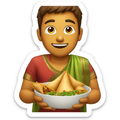 indian eating samosa sticker