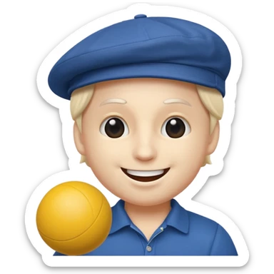 emoji joyeux avec une casquette qui joue avec une boule de pétanque sticker