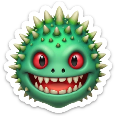 poisonous mushroom monster portrait, head and shoulders only, toxic green glow, scary grin, spiky mushroom head, 3D cartoon, mobile game icon style, clean background, no text, no watermark

 sticker