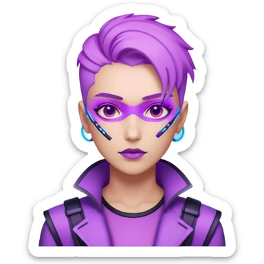 neutre gender neon cyberpunk light purple, I don't want you to use props sticker