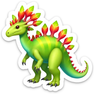 Shiny Exotic Colorful Meganium-Amaura-Aurorus-Fakémon-hybrid-creature (full body)  sticker