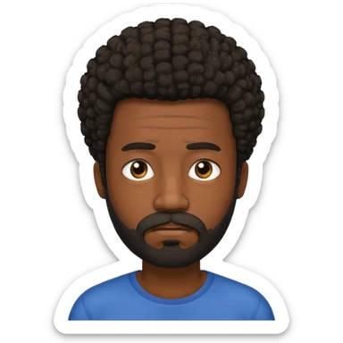 black man with beard, mustache, and short afro sad sticker